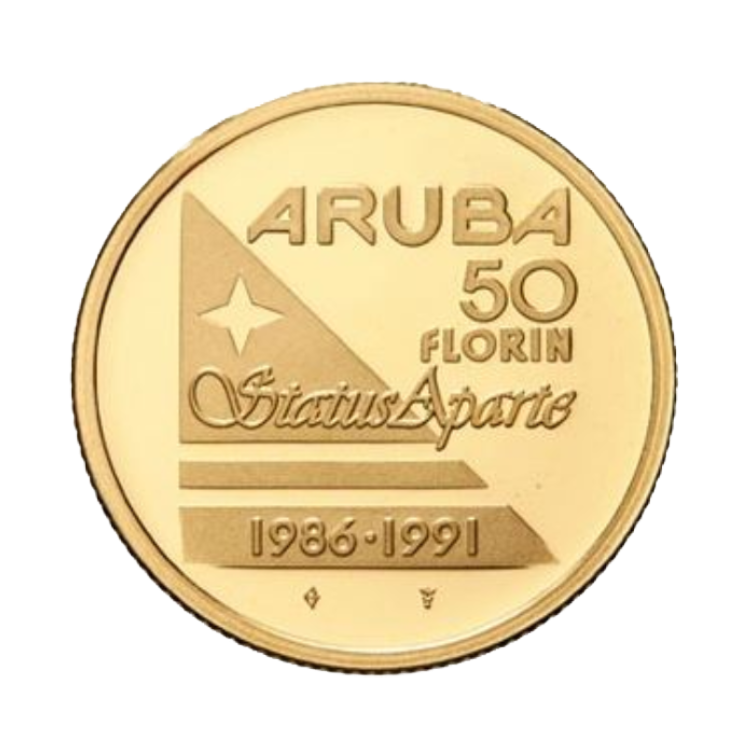 Aruba 50 florin Goud 1991 Status Aparte 1986 - 1991 voorkant