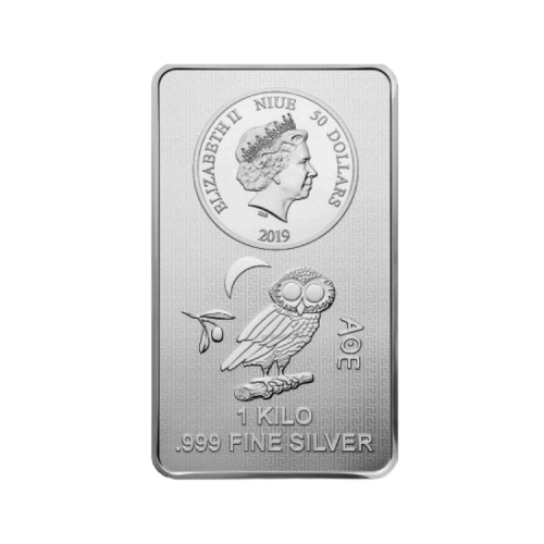 Thumbnail Voorkant 1 kilo zilveren Athenian Owl muntbaar