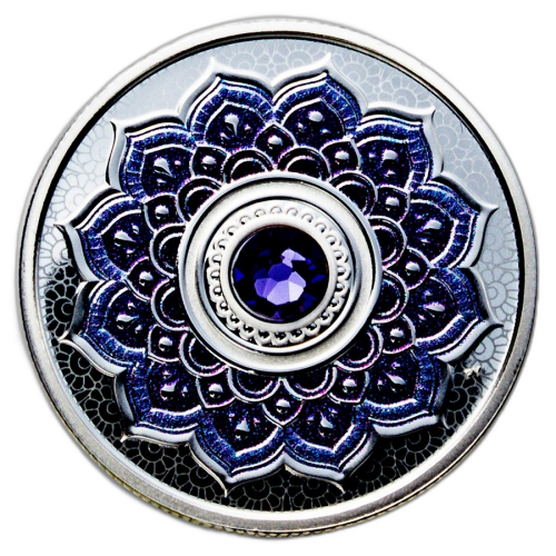 Thumbnail 2 oz December Birthstone Swarovski Silbermünze front