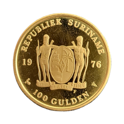Thumbnail Gouden 100 gulden Suriname voorkant