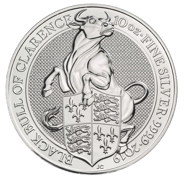 10 oz Queens Beasts Zilveren Munt 2019 voorkant