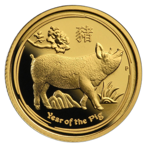 Thumbnail 1/10 oz Lunar Proof Gold Coin 2019 front