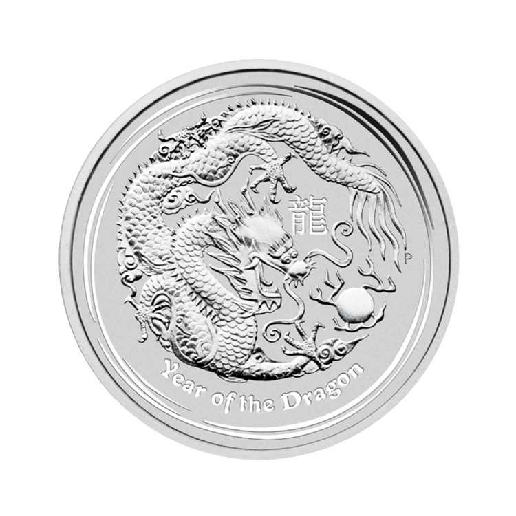 1 kilo Lunar zilver munt 2012 Year of the Dragon
