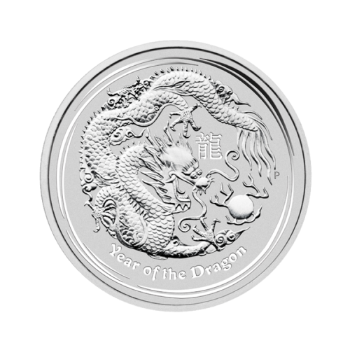 Thumbnail 1 kilo Lunar zilver munt 2012 Year of the Dragon