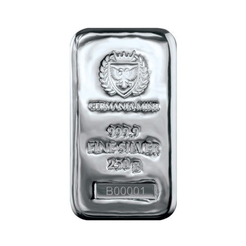 Thumbnail 250g Germania Mint Lingote de Plata front