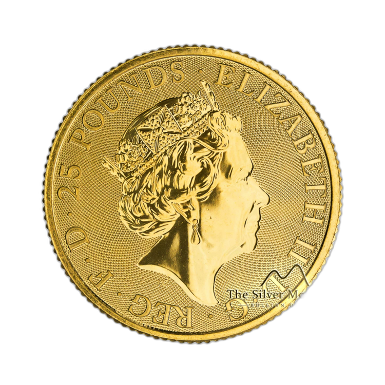 1/4 oz Queens Beasts Gouden Munt 2020 achterkant