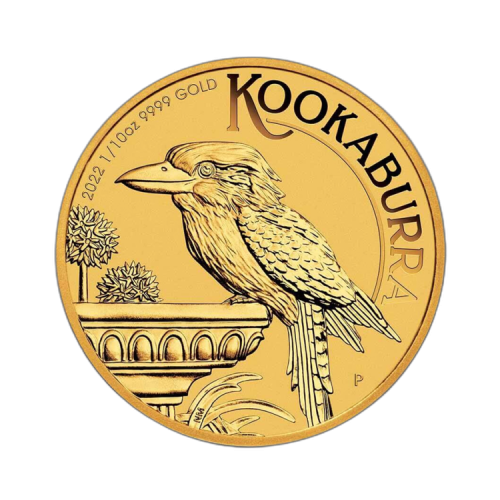 Thumbnail 1/10 troy ounce gouden munt kookaburra 2022 voorkant