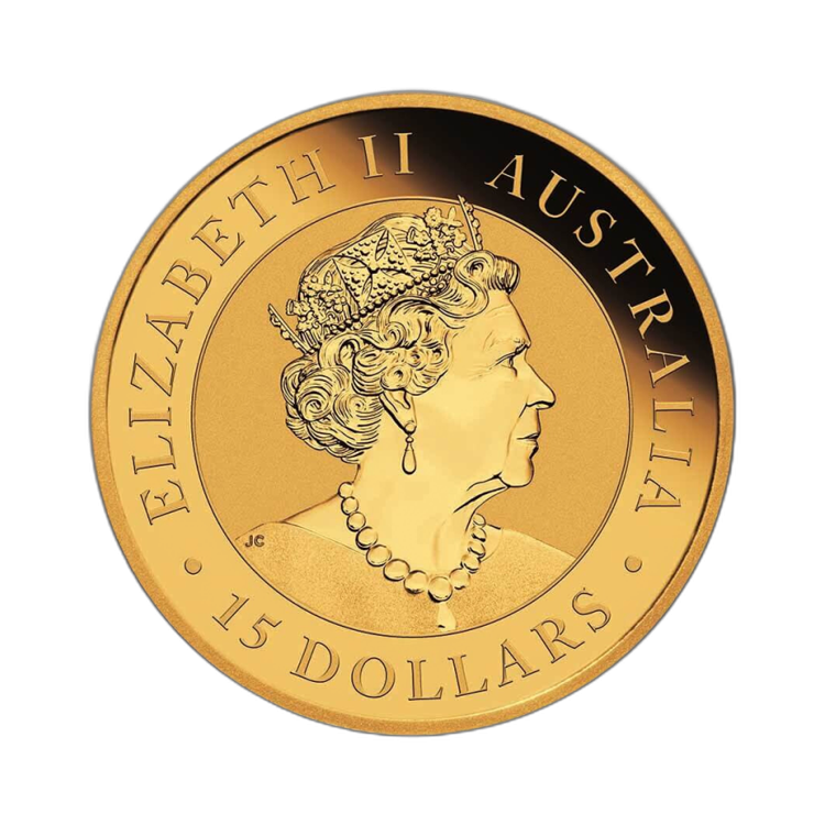1/10 troy ounce gouden munt kookaburra 2022 achterkant
