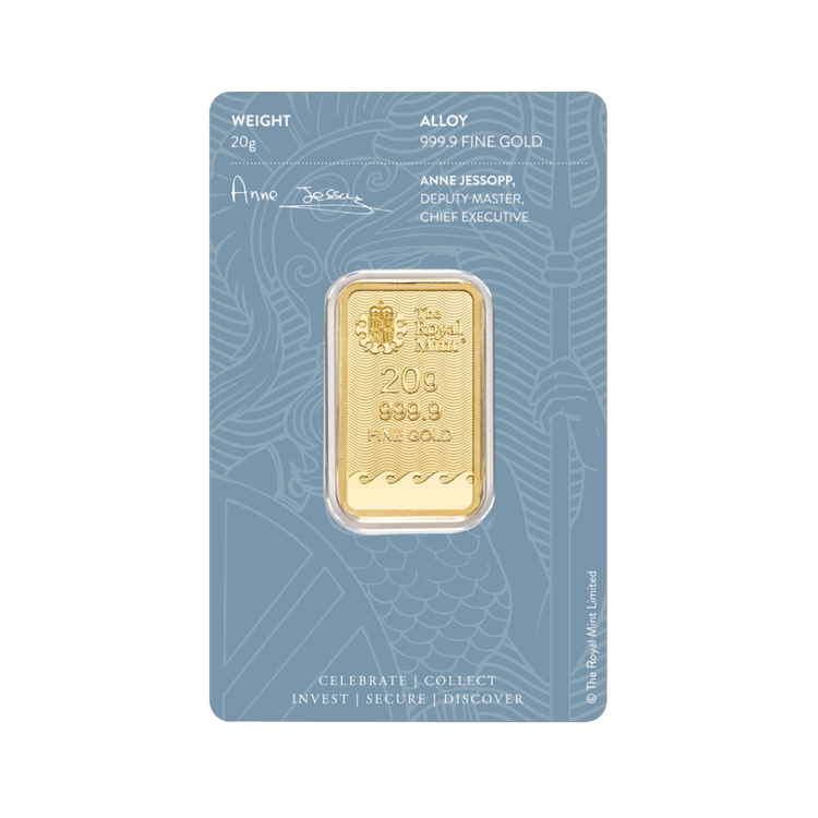 20g Royal Mint Goudbaar achterkant