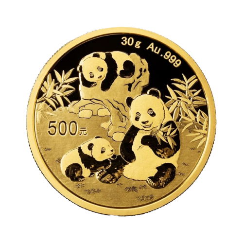 Thumbnail 30 gramme pièce en or Panda 2025 front