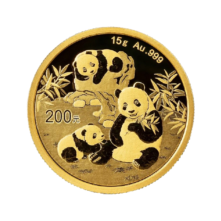15 gramme pièce panda en or 2025 front
