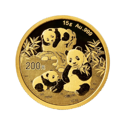 Thumbnail 15 gramme pièce panda en or 2025 front