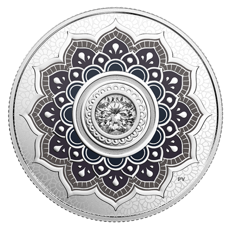 1/10 oz April Birthstone Swarovski Silver Coin front