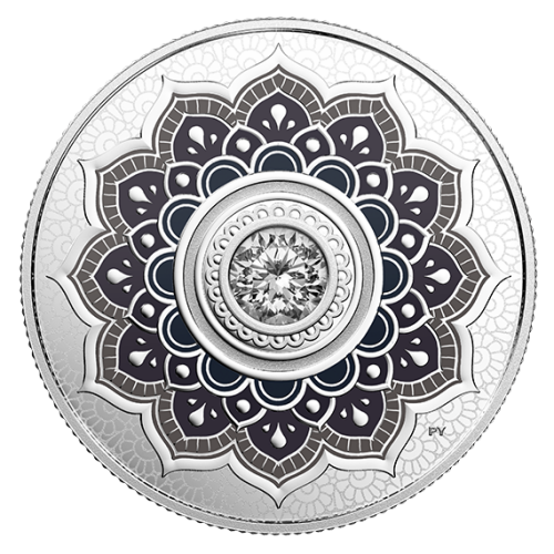 Thumbnail 1/10 oz April Birthstone Swarovski Silver Coin front