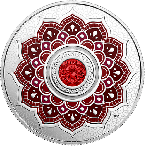 Thumbnail 2 oz Juli Birthstone Swarovski Silbermünze front