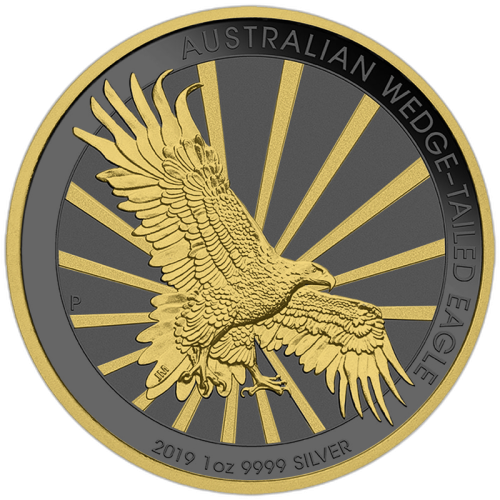 Thumbnail 1 Troy ounce zilveren munt Golden Ring - Wedge Tailed Eagle 2019 voorkant
