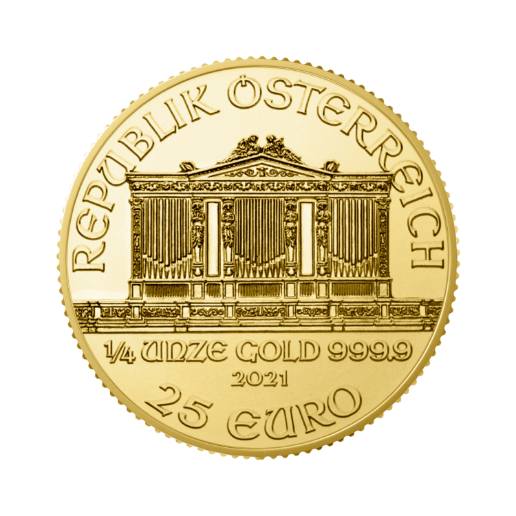 1/4 oz Philharmoniker Gouden Munt Divers achterkant