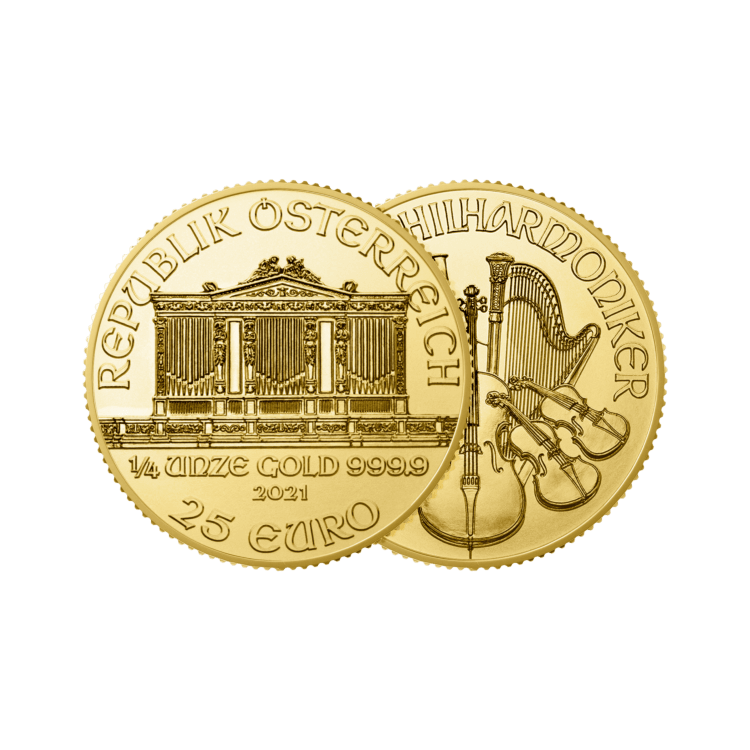 1/4 oz Philharmoniker Gouden Munt Divers perspectief 1