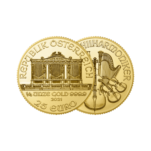 Thumbnail 1/4 oz Philharmoniker Gouden Munt Divers perspectief 1