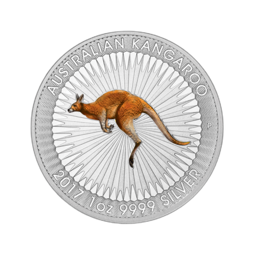Thumbnail 1 Troy ounce zilveren munt Kangaroo 2017 Color voorkant