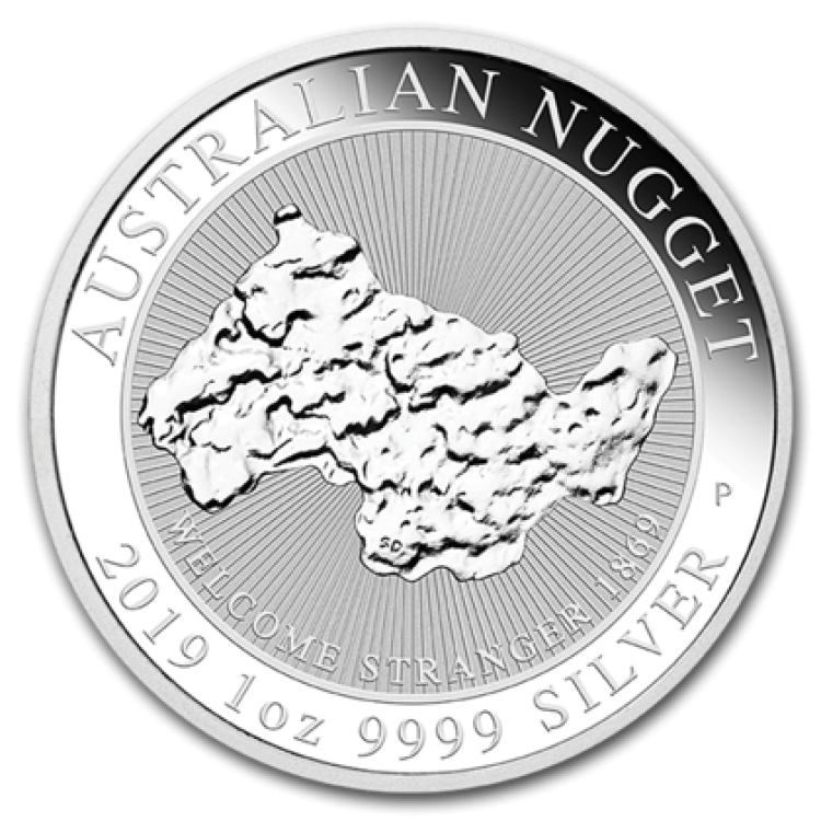 1 Troy ounce silver coin Nugget - Welcome Stranger 2019 front
