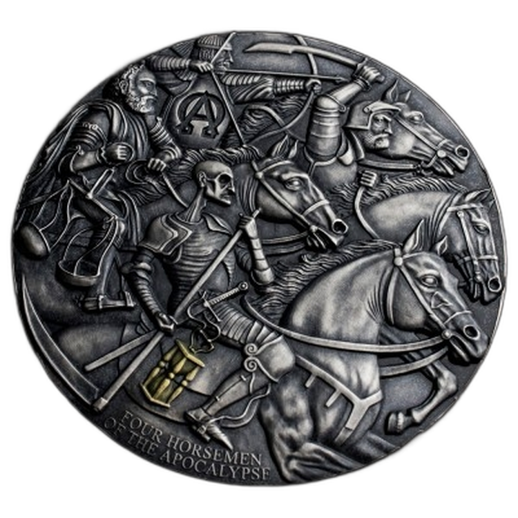 3 Troy ounce silver coin Apocalypse - Four Horsemen front