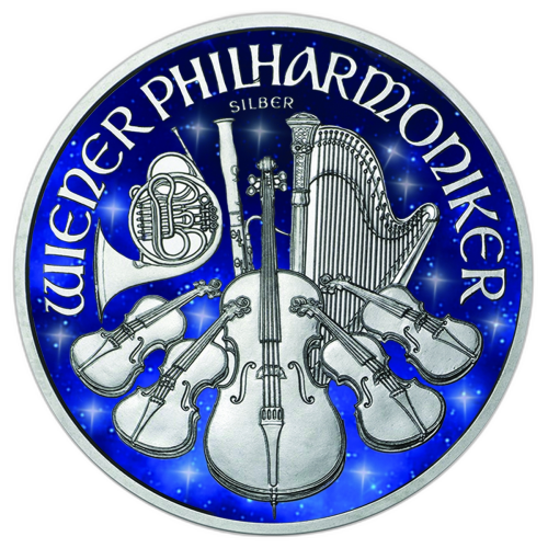 Thumbnail 1 oz Glowing Galaxy Philharmoniker 2019 Silbermünze 2019 front