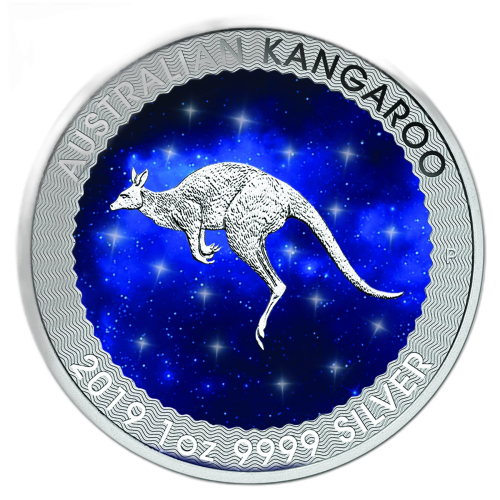 Thumbnail 1 Troy ounce zilveren munt Glowing Galaxy Kangaroo 2019 voorkant