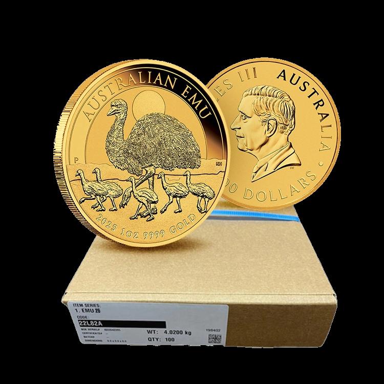 1 Troy ounce gold Australian Emu Münze 2025 angle 1