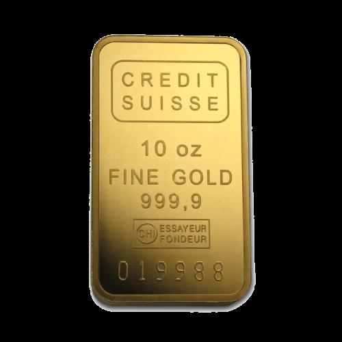 Thumbnail 10 troy ounce goudbaar voorkant