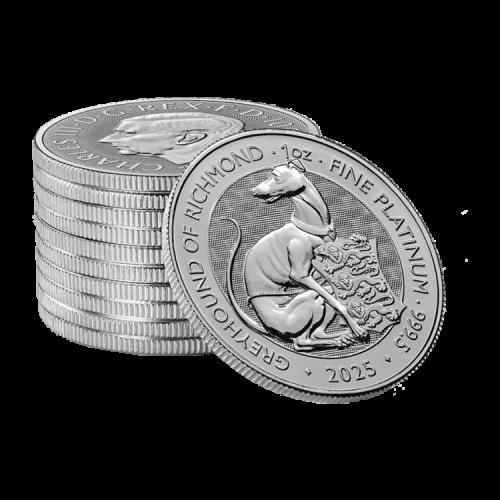 Thumbnail 1 troy ounce platina Tudor Beasts Greyhound of Richmond 2025 perspectief 1