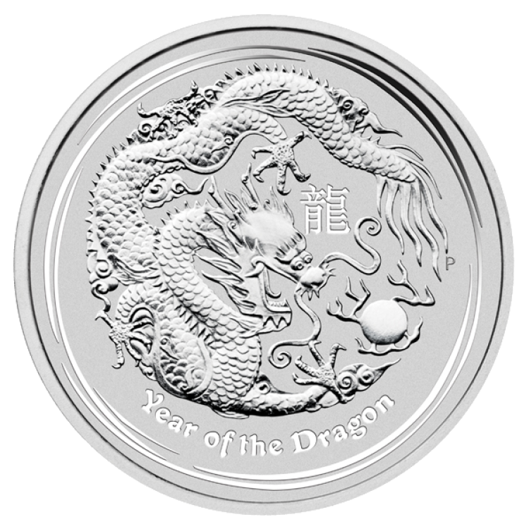 1 oz Lunar Zilveren Munt 2012 achterkant