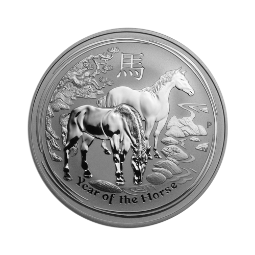 Thumbnail 1 oz Lunar Zilveren Munt 2014 voorkant