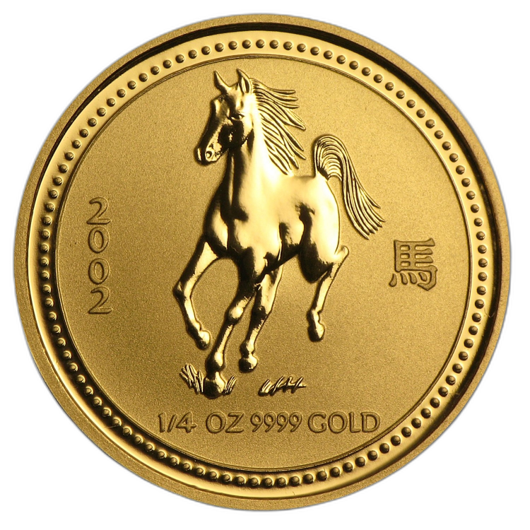 1/4 oz Lunar Goldmünze 2002 front
