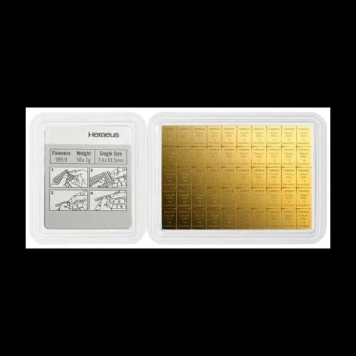 Thumbnail 50x 1 gramme d'or Heraeus Combibar back