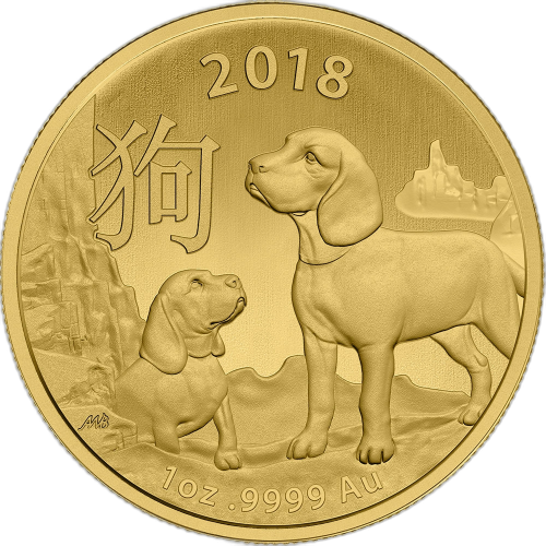 Thumbnail 1 oz Lunar Gouden Munt voorkant