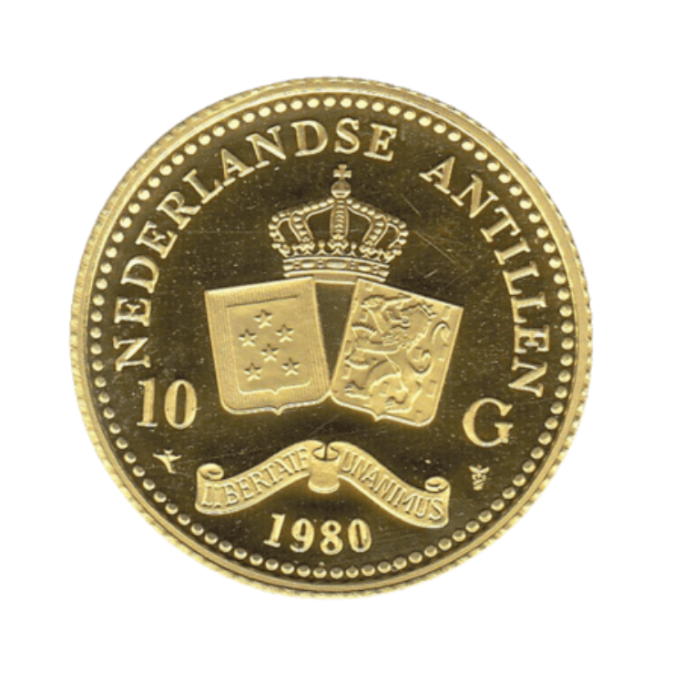 10 Gulden Nederlandse Antillen (1980) Gouden Munt 1980 voorkant