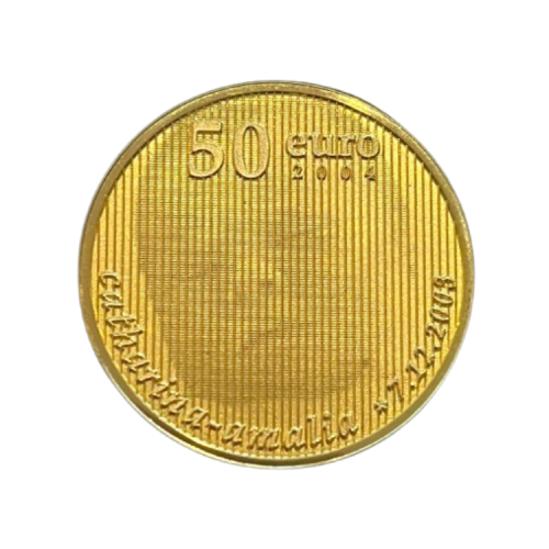 Thumbnail 1 oz 50 Euro muntstuk Nederland 2004 Jubileum munt Amalia Gold Coin 2004 back