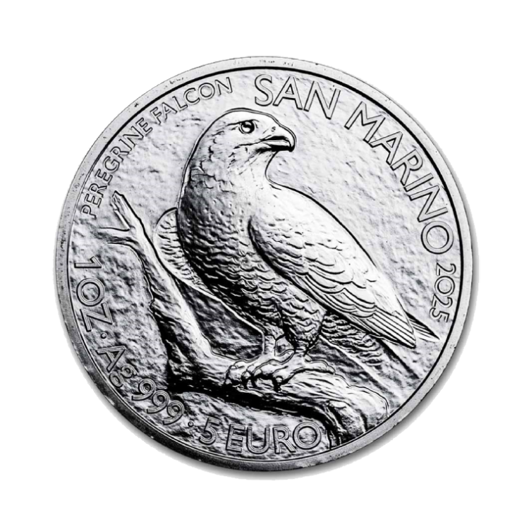Pièce en argent 1 once San Marino Peregrine Falcon front