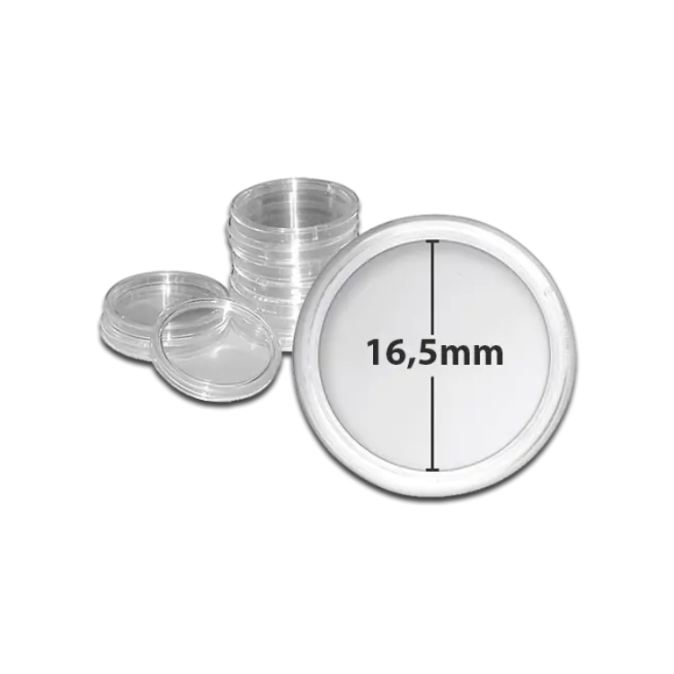 Caja de 10 cápsulas protectoras para monedas Leuchtturm de 16,5 mm back