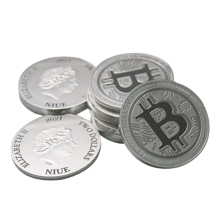 1 oz Bitcoin Mint Pièce en Argent 2021 angle 1