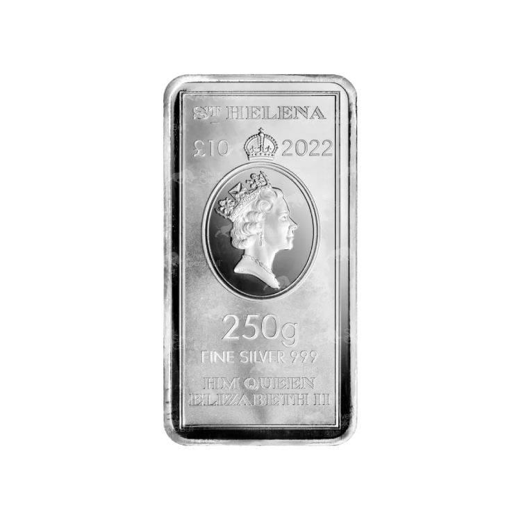 250 gram zilveren muntbaar St. Helena achterkant