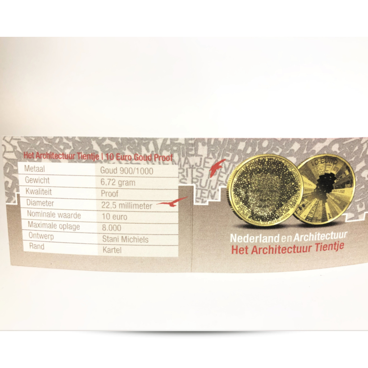 The Architecture Ten Guilder 10 Euro Gold Proof