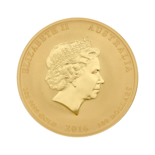 Thumbnail 1 troy ounce gold Lunar Year of the Monkey 2016 rear