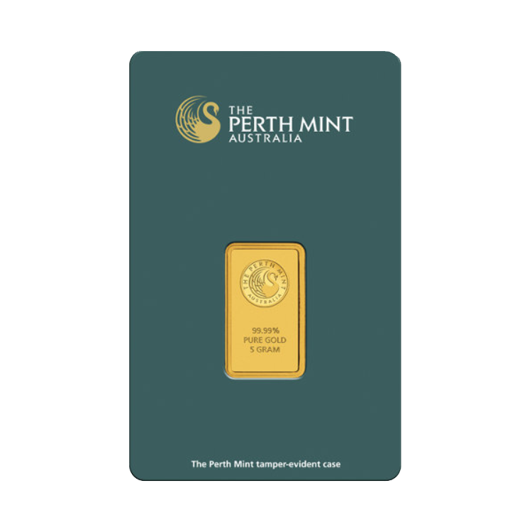 5g Perth Mint Lingote de Oro Años Diversions front