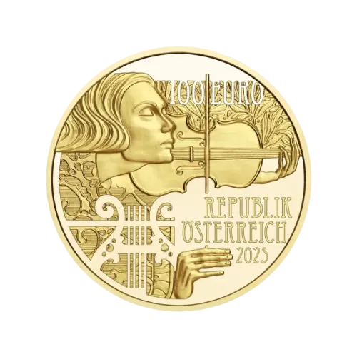 Thumbnail 1/2 oz oro 125 aniversario de la Orquesta Sinfónica de Viena | Proof back