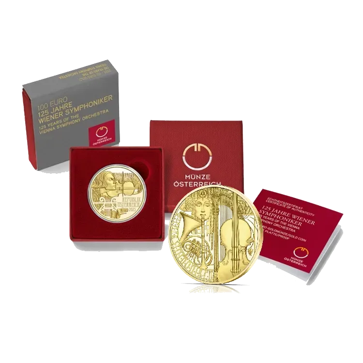 1/2 oz oro 125 aniversario de la Orquesta Sinfónica de Viena | Proof angle 2