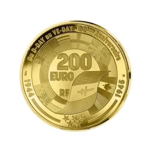 Thumbnail 1  troy ounce gouden V-E DAY 80th anniversary munt achterkant