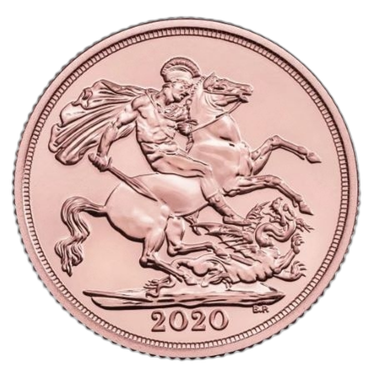 150g 1/2 Sovereign munt Gold Coin 2020 front
