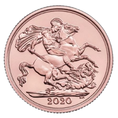 Thumbnail 150g 1/2 Sovereign munt Gold Coin 2020 front